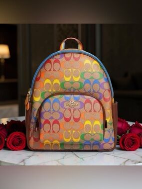 NWT $428 RARE RAINBOW PRIDE AUTHENTIC COACH COLORFUL SIGNATURE BACKPACK
